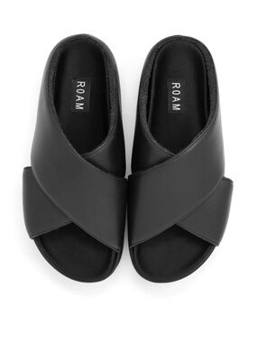 ROAM Black Crisscross Slide Mules